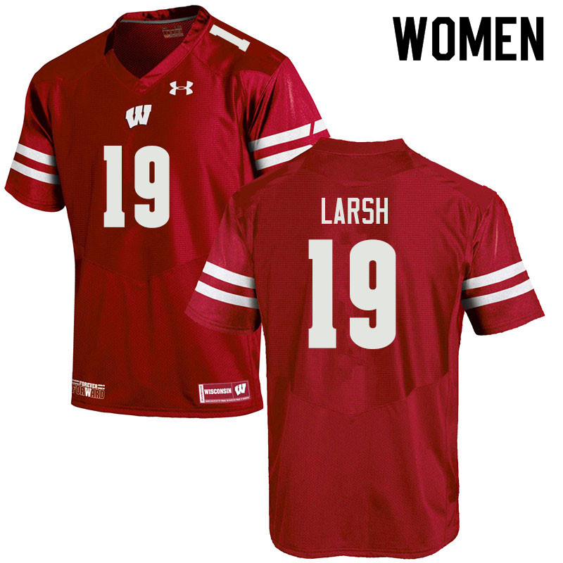 Wisconsin Badgers Women's #19 Collin Larsh NCAA Under Armour Authentic Red College Stitched Football Jersey PX40Z13FK